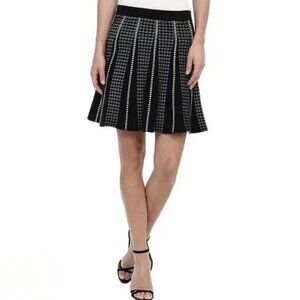 BCBG MaxAzria Valentine Polka Dot A-Line Skirt - Black & White - US L